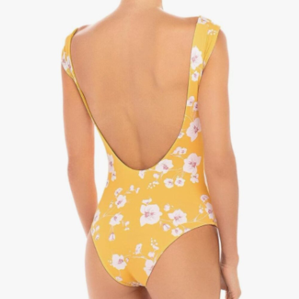 Revelrey Ava One Piece Split Neck Push Up Swimsuit in Desert Poppy NWT - Picture 2 of 3